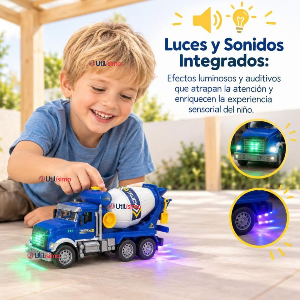 Camión Mixer Azul Juguete Infantil Camión De Luces y Sonidos Interactivo Niño