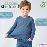 Pack 3 Poleras Camisetas Bambú Claro Oscuro Cuello Redondo Primera Capa Manga Larga Niño