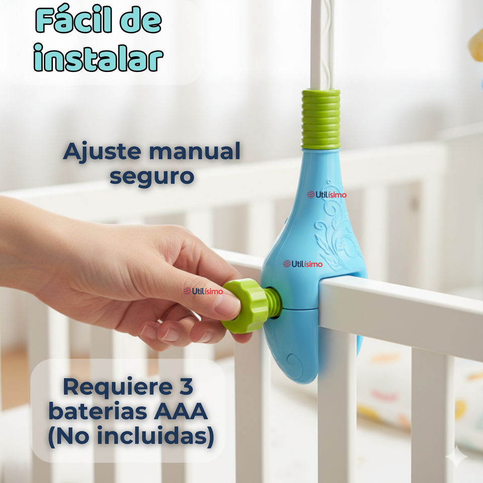 Móvil Sonajero Giratorio Musical Bebé Niño Azul