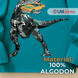 Polera Manga Larga Niño 100% Algodón Dinosaurio Verde Camiseta