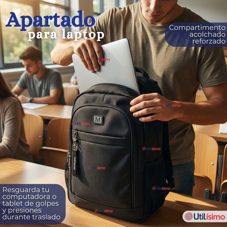 Mochila Multifuncional Ejecutiva Escolar Viaje Cabina Impermeable Resistente Notebook 46cm Negro 23L