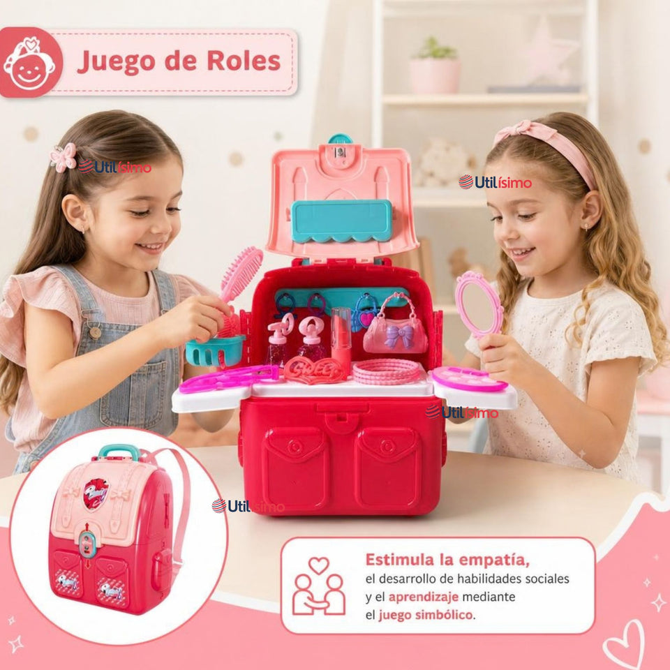 Mochila 2 En 1 Set De Belleza Juguete Infantil Niña