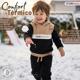 Conjunto 2 Piezas Buzo Pantalón Y Polerón Con Capucha Negro Niño