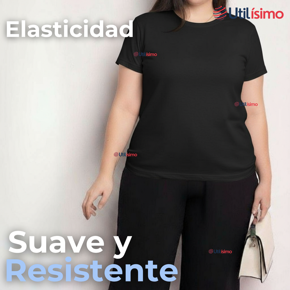 Polera Camiseta 100% Algodón Premium Manga Corta Básico Negro Mujer