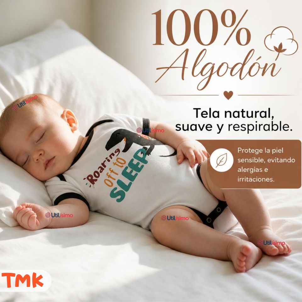 Pack 5 Bodys Manga Corta %100 Algodón Tedmimak Niño Dino Explorer
