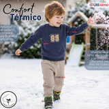 Conjunto 2 Piezas Buzo Pantalón Y Polerón De Algodón Azul Niño