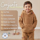 Buzo Polerón Conjunto Polar Niño Con Capucha Unicolor Café