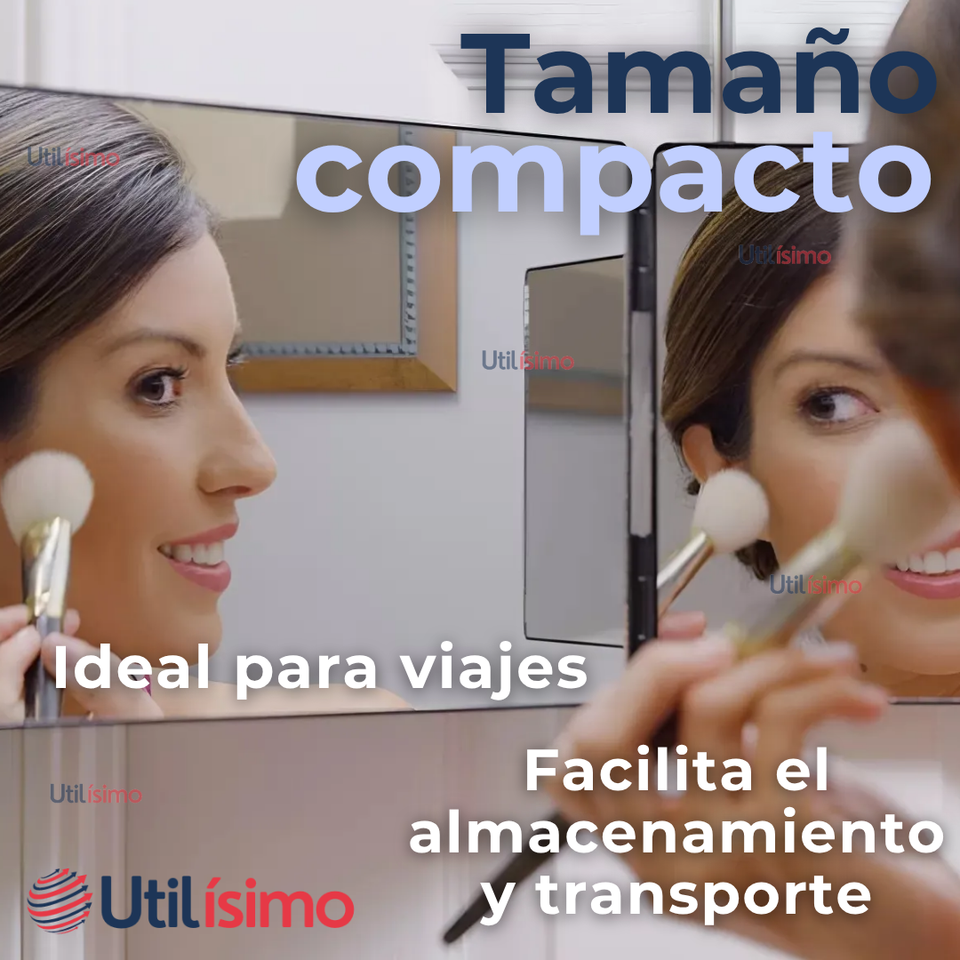Espejo De 3 Vías De Corte De Pelo Triple De 360° Con Ganchos