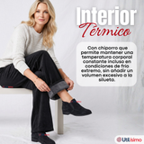 Pantalón Cotelé Palazzo Polar Con Chiporro Elasticado Térmico Negro