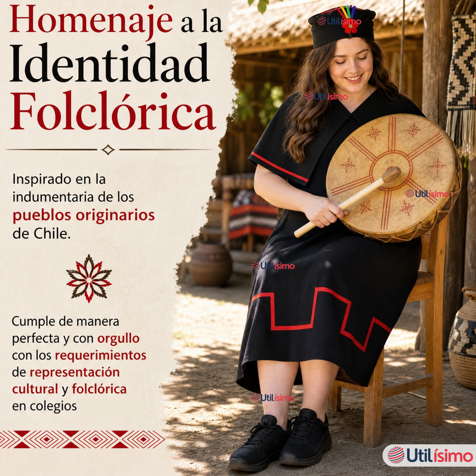 Pack 3 Trajes Típicos Vestidos Mapuche 9 Piezas Mujer Fechas Patrias