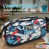 Mochila Escolar Bolso Con Estuche 43Cm Tela Oxford Niño Design Geometric