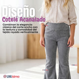 Calza Palazzo Niña Polar Con Chiporro Elasticada Térmica Gris Melange