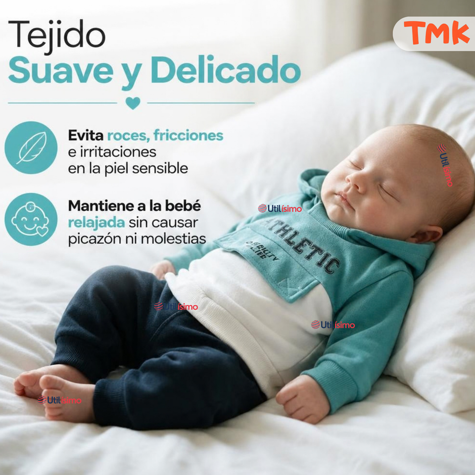 Conjunto 2 Piezas Polerón con Capucha y Pantalón 100% Algodón Bebé Niño Athletic Blue