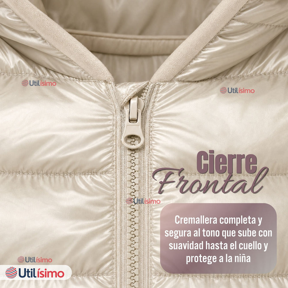 Parka Bebé Niña Beige Térmica Acolchada Con Orejitas Sweet Winter