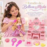 Juguete Muñeca Fashion Articulada Tocador y Accesorios