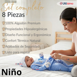 Set Ajuar Bebé 8 Piezas Surtido NIÑO 100% Algodón