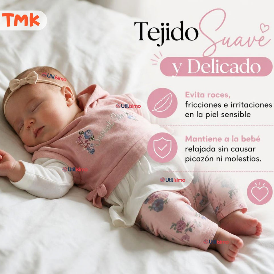 Conjunto 2 Piezas Polerón con Capucha y Pantalón 100% Algodón Bebé Niña Tedmimak Sweet flowers