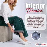 Pantalón Cotelé Palazzo Polar Con Chiporro Elasticado Térmico Verde Oscuro