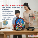 Mochila Escolar Con Ruedas Desmontables Diseño 3D + Estuche + Lonchera Niño Poliéster Motorcycle