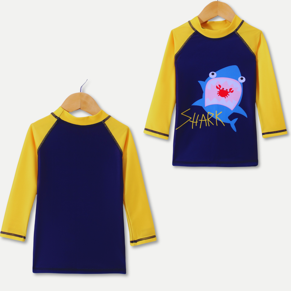 TRAJE DE BAÑO SPF UV50+ 2 PIEZAS MANGA LARGA NIÑO Navy Blue Shark