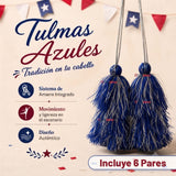 Pack 6 Tulmas Peinado Accesorio Sambo Caporal Azul Baile Típico