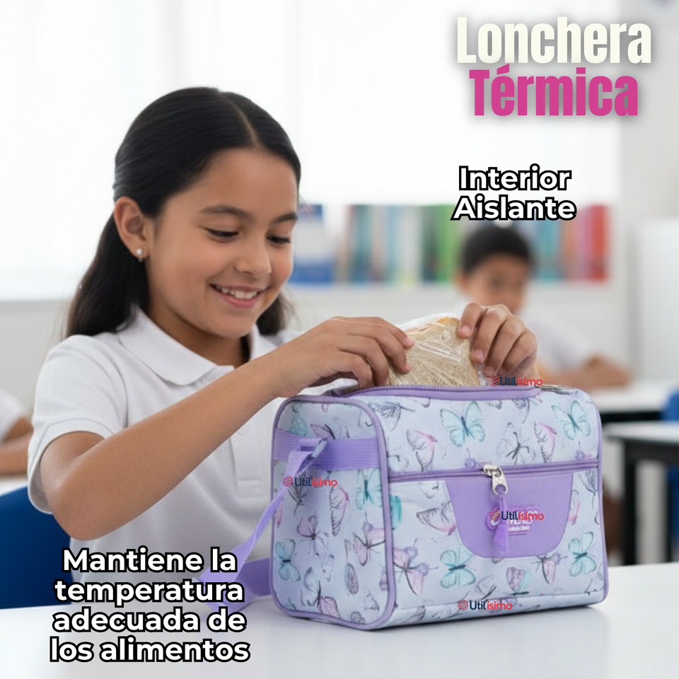 Mochila Escolar Kit Con Estuche y Lonchera 43cm Tela Oxford Niña