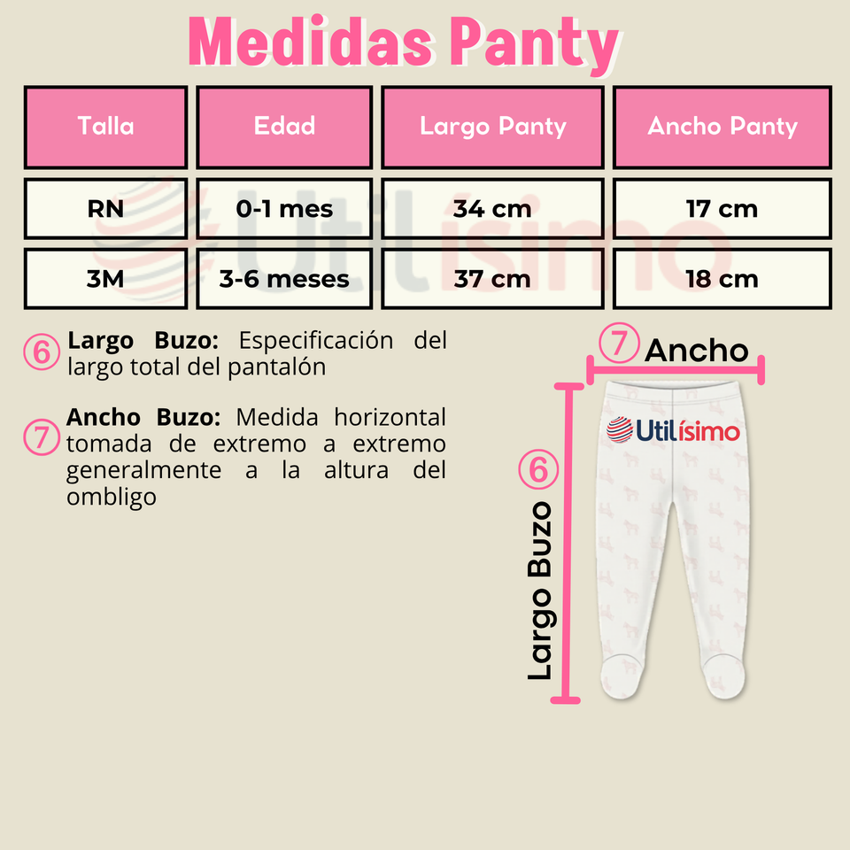 Conjunto Set 5 Piezas Body Camiseta Panty Gorro Manoplas Algodón Bebé Niña