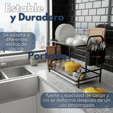 Secaplatos Escurridor De Loza 2 Niveles Secador De Vajilla Color Negro