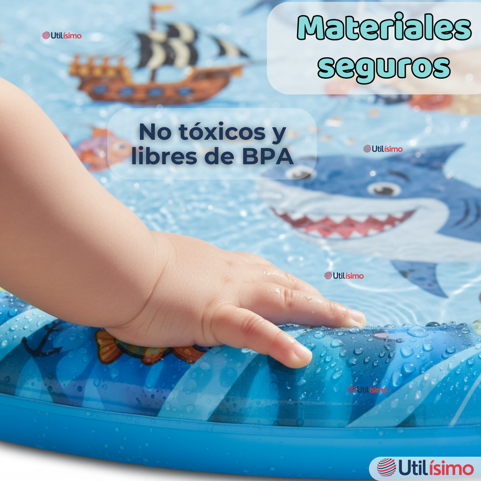 Alfombra De Agua Piscina A Chorros Cascada Niños Color Celeste 100 cm