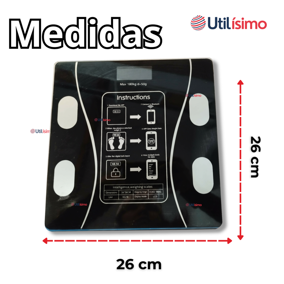 Balanza Pesa Digital Inteligente App Bluetooth Báscula Recargable