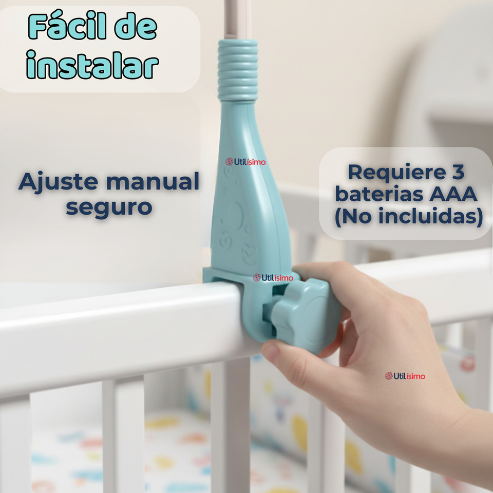 Móvil Giratorio Musical Proyector De Luces Más Control Para Cuna Bebé