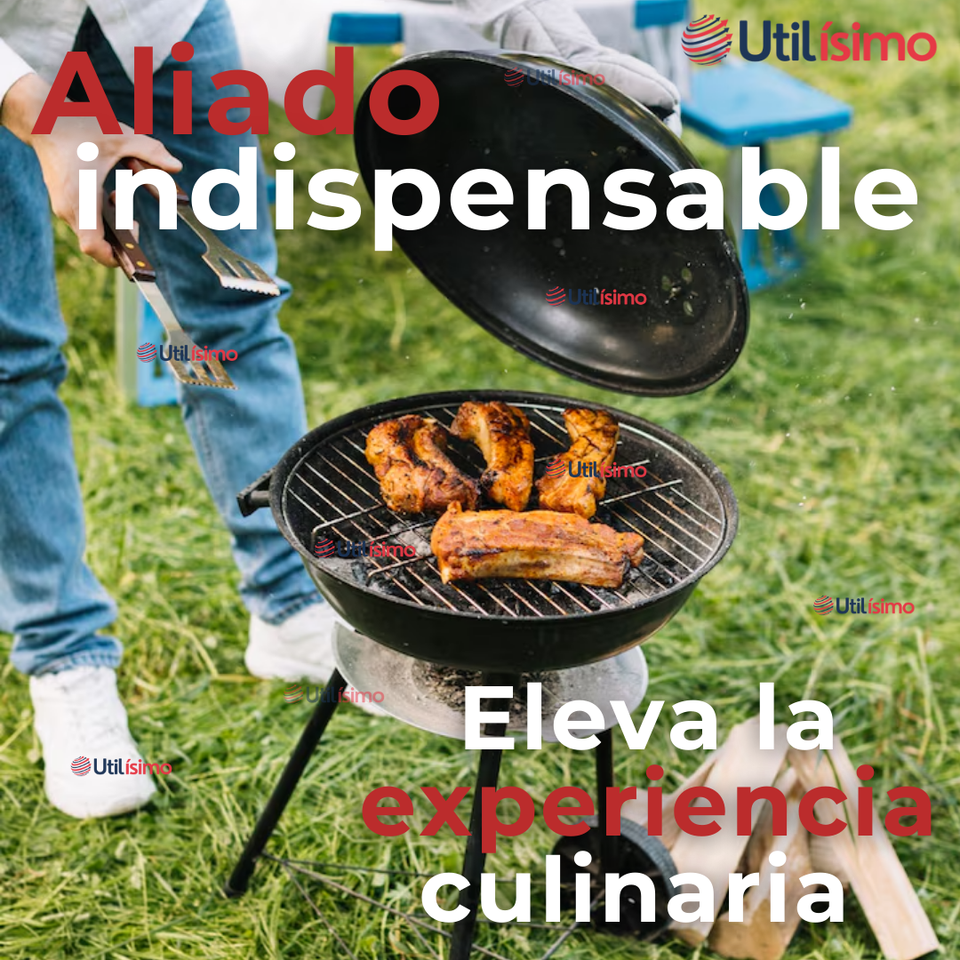 Kit Parrillero 3 Piezas Pinza Espátula Tenedor Para Asados Acero Inoxidable