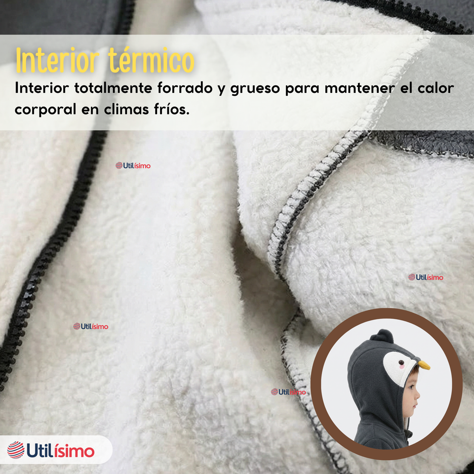 Polerón Polar Con Capucha Invierno Bebé Niño Happy Penguin