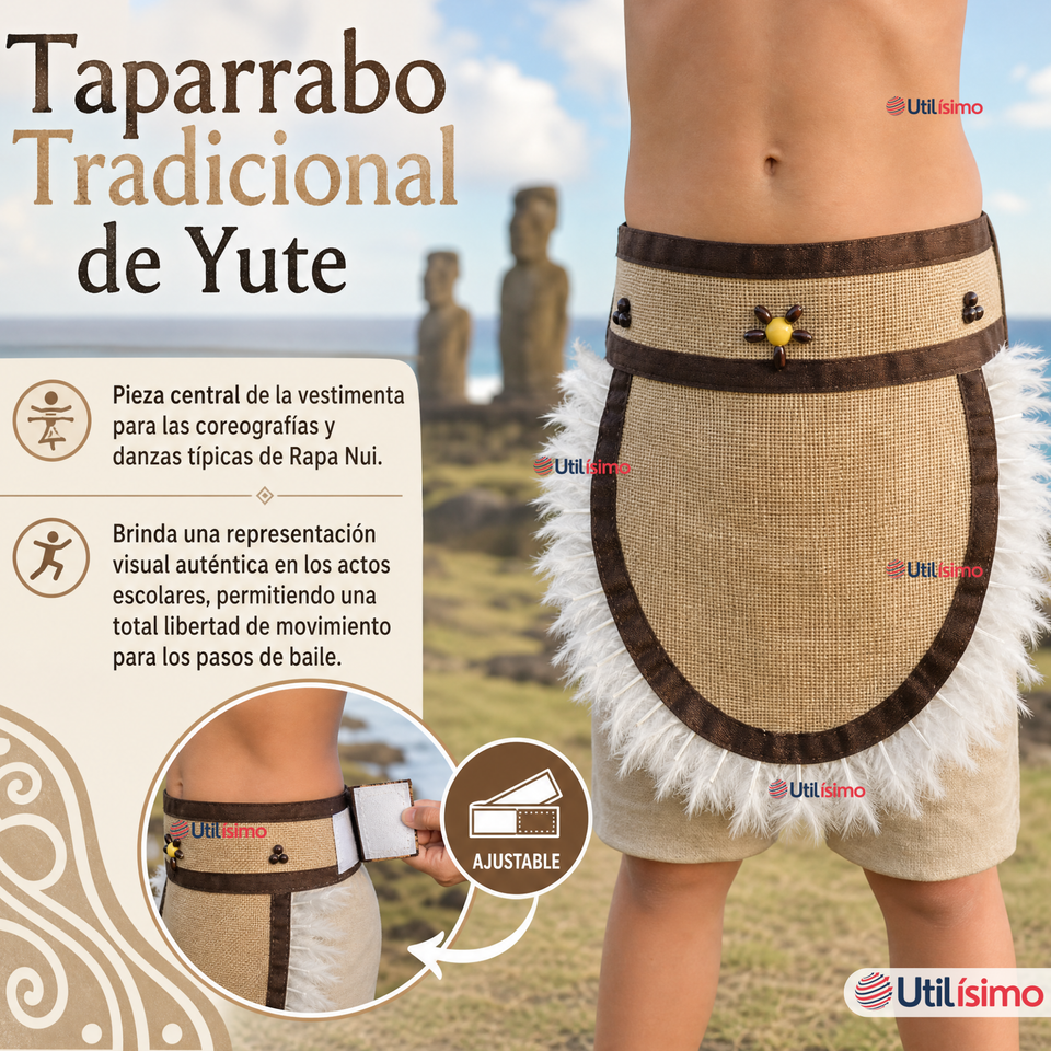 Traje Pascuense Típico Completo 4 Piezas NIño Rapa Nui Fiestas Patrias