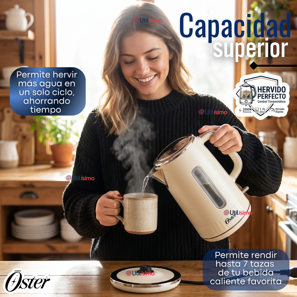 Hervidor Eléctrico Oster® de 1.7 Litros Para Té Café E Infusiones BVSTKT8107OM-052