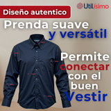 Camisa Casual De Vestir Manga Larga Cuello Americano 100% Algodón Negro