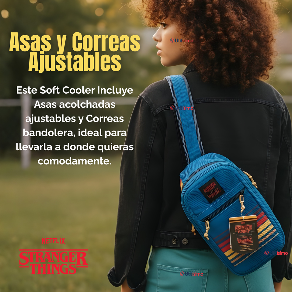 Soft Cooler Coleman Stranger Things™ 6 Latas Azul Bolso Mochila