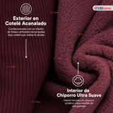 Calza Acanalada Cotelé Polar Con Chiporro Térmica Mujer Elásticada Burdeo
