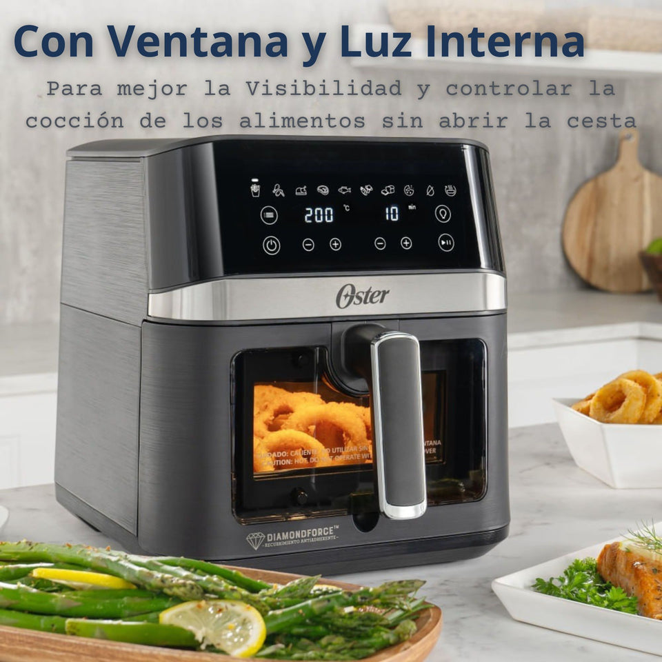 Oster® Freidora de Aire Digital, Recubrimiento Oster® DiamondForce, 6L de Capacidad, 10 Programas Automáticos, CKSTAF60WDDF