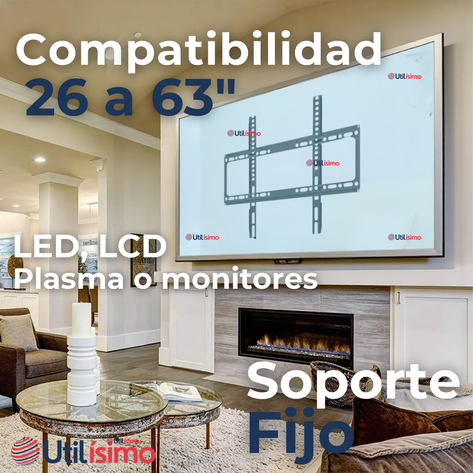 Soporte TV Pared Fijo 50Kg 26 a 63 Pulgadas 26 27 28 29 30 32 37 39 40 42 43 46 47 48 49 50 55 58 60 62 63