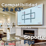 Soporte TV Pared Fijo 50Kg 26 a 63 Pulgadas 26 27 28 29 30 32 37 39 40 42 43 46 47 48 49 50 55 58 60 62 63