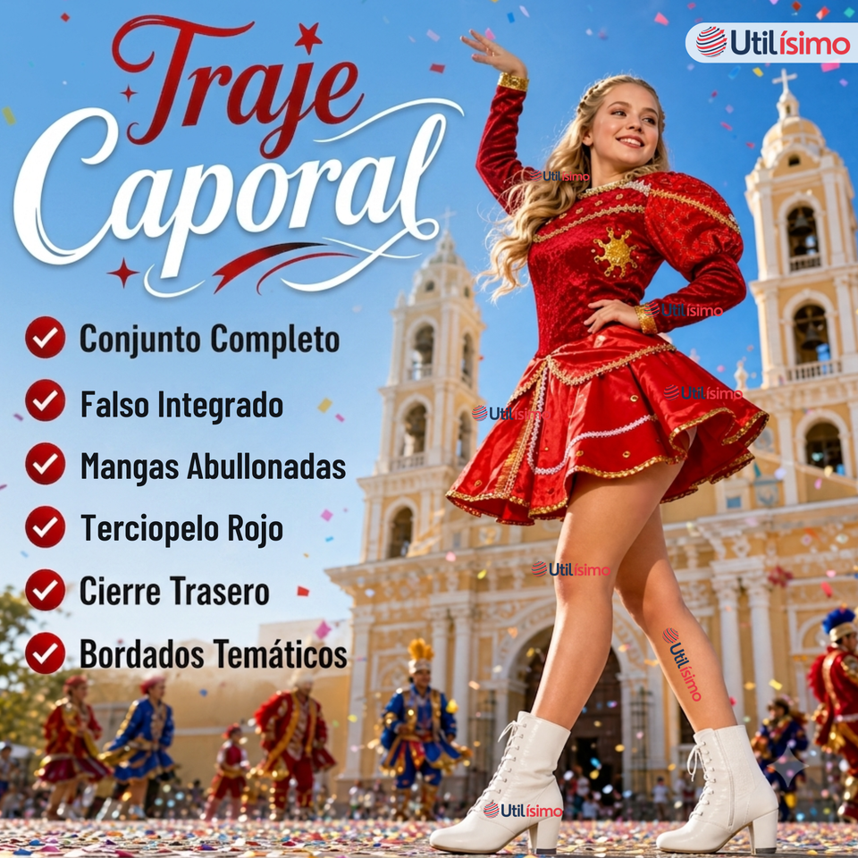 Traje Caporal Típico Tradicional Rojo 2 Piezas Juvenil Fiestas Patrias