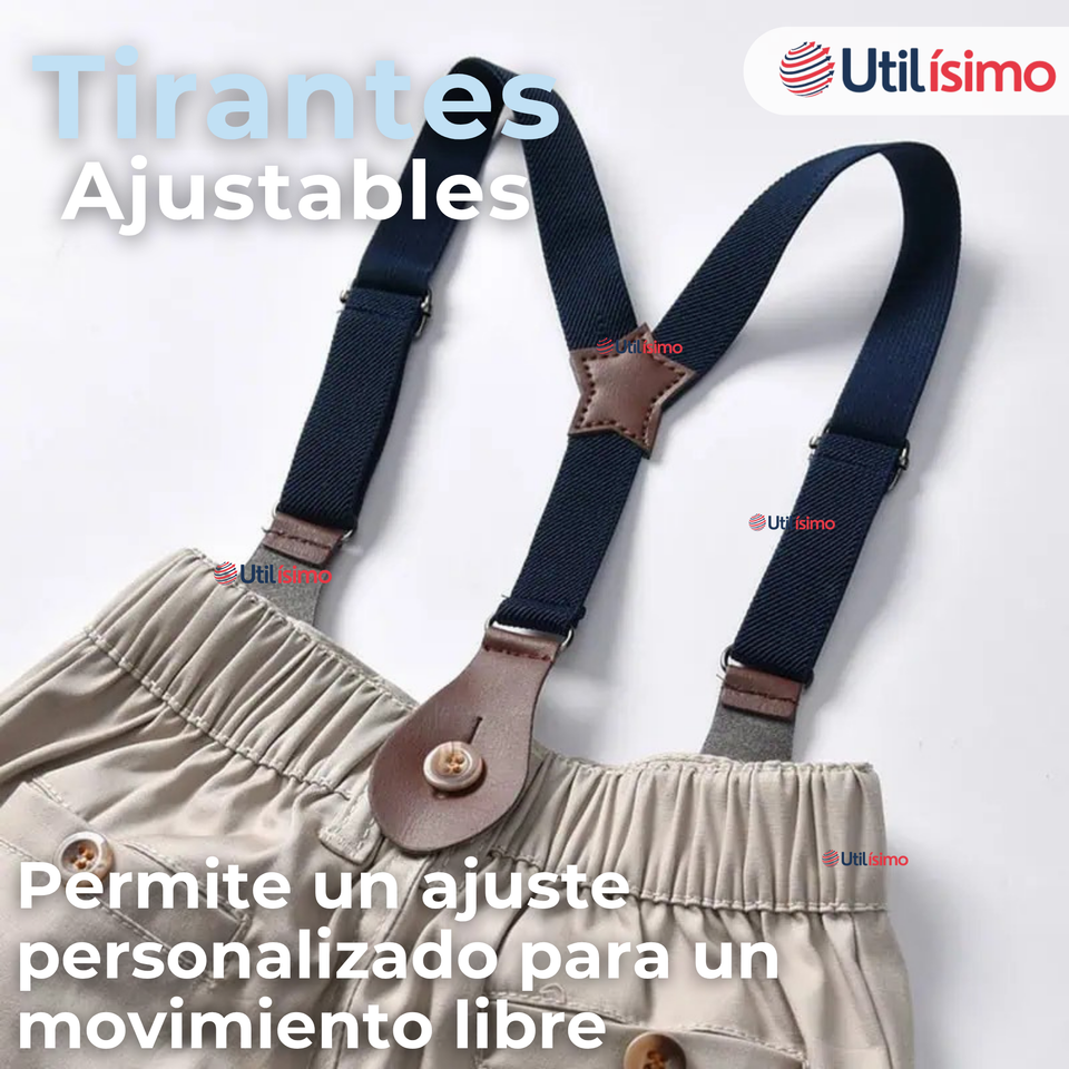 Conjunto de Vestir con Tirantes Camisa Pantalón Corto Algodón Niño
