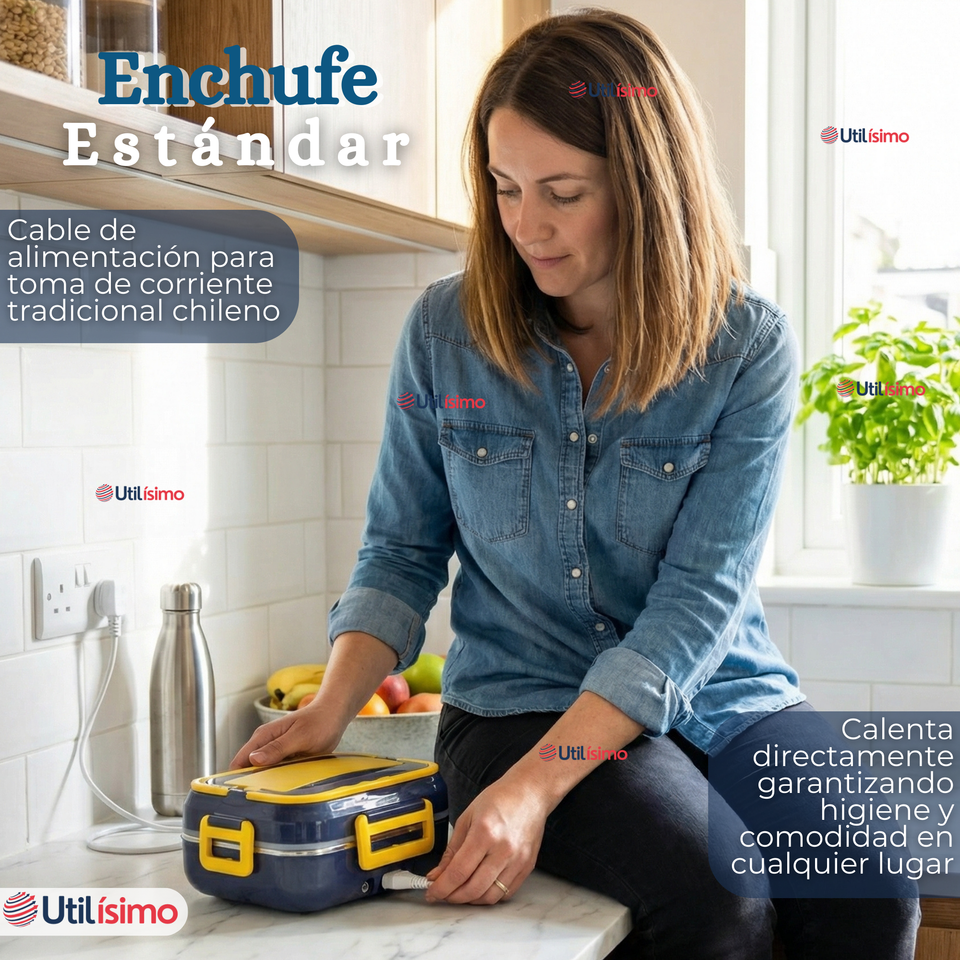 Lonchera Eléctrica Lunchbox Portátil Fiambrera Calentadora 1.5L 40W Coche Oficina