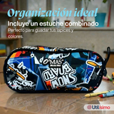 Mochila Escolar Bolso Con Estuche + Lonchera 45Cm Tela Oxford Niño Snowboard