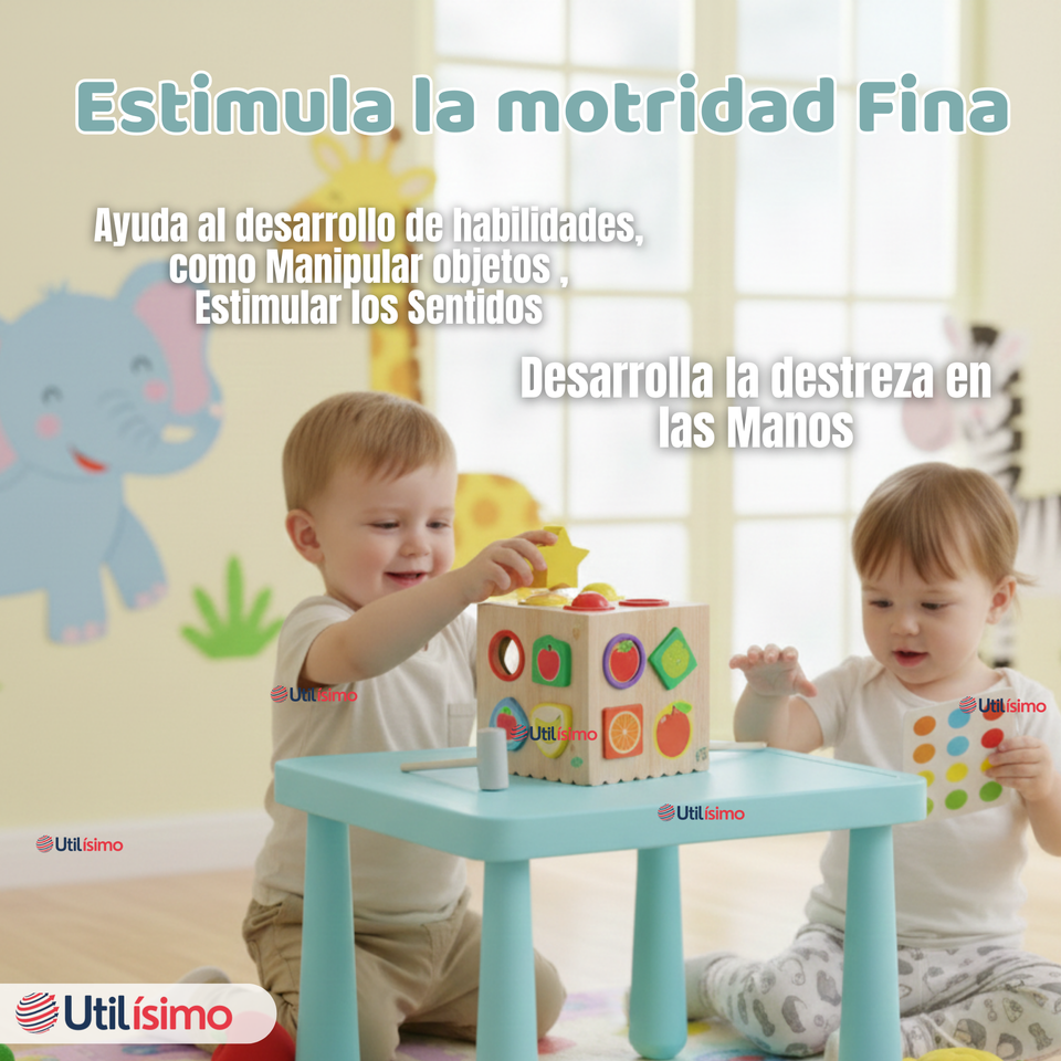 Cubo Didáctico Montessori Niño o Niña Juguete Multifuncional Madera Bebe Infantil
