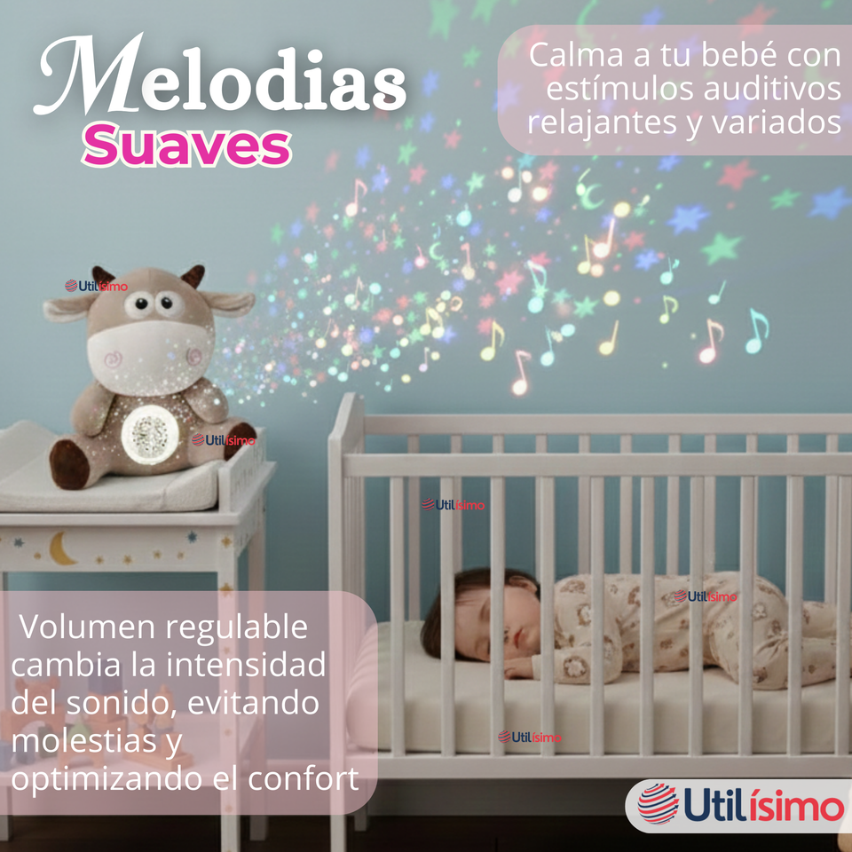Peluche Vaca Espantacuco Con Luz Y Sonido Para Bebé Niño Niña