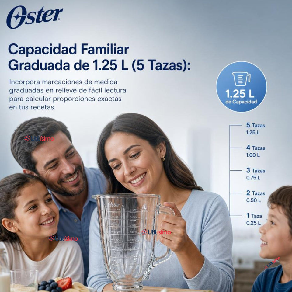 Vaso vidrio Boroclass® de 1.25 l para la licuadoras Oster®