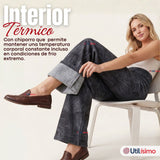Calza Polar Con Chiporro Palazzo Mujer Elasticada Térmica Negra