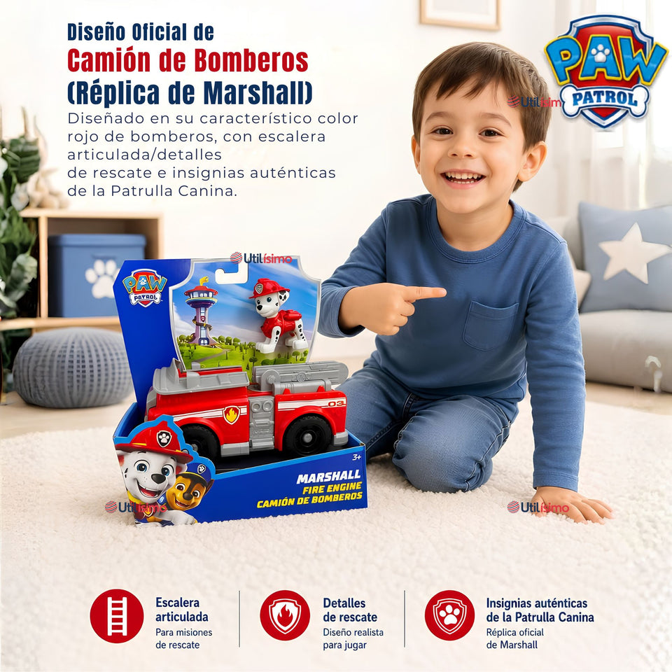 Camión de bomberos Marshall Paw Patrol con Figura Juguete Niño